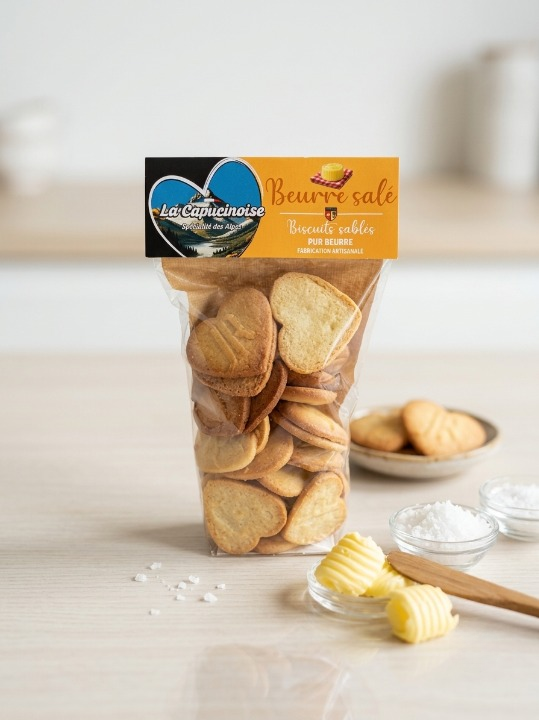 Déguster une spécialité artisanale à la fleur de sel, La Capucinoise des Hautes-Alpes, recette gourmande, sucrée, salée, authentique et équilibrée