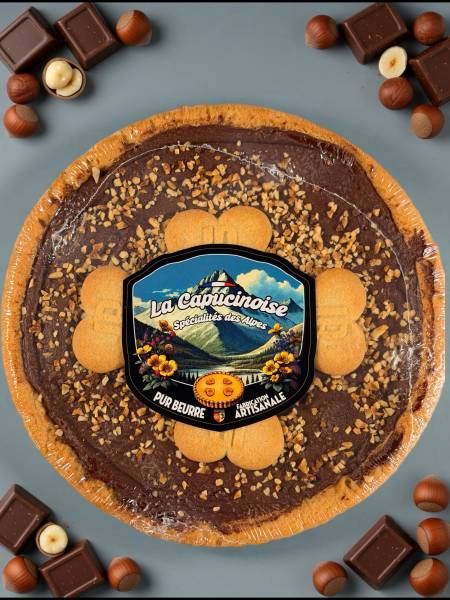 Acheter une tarte sablée pur beurre chocolat noisette artisanale des Hautes-Alpes à la texture fondante et intensément gourmande