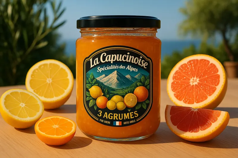 Commander une confiture artisanale aux trois agrumes, au goût vif et naturel, en Savoie en Auvergne Rhône-Alpes