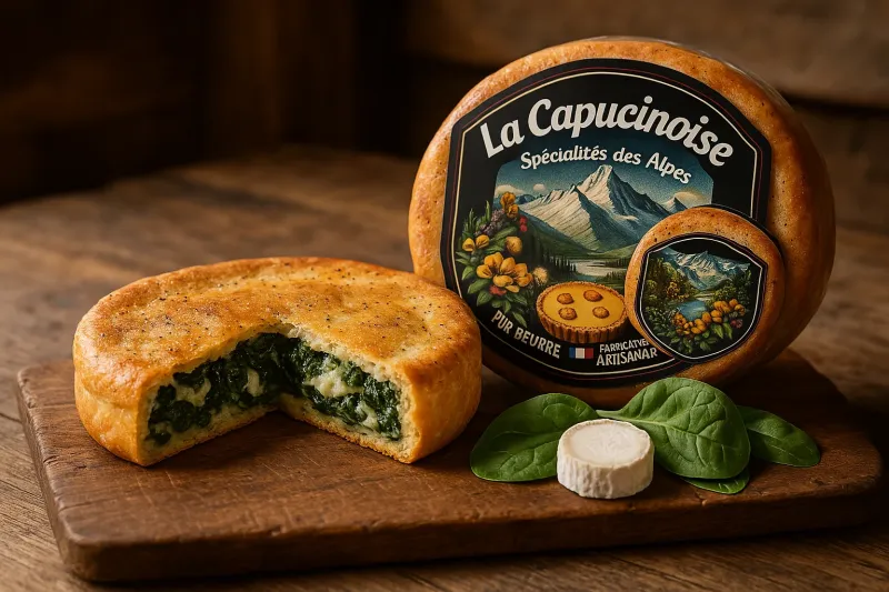 Savourez une tourte épinard chèvre artisanale, à la pâte briochée sans additif, fabriquée à Gap dans les Hautes-Alpes