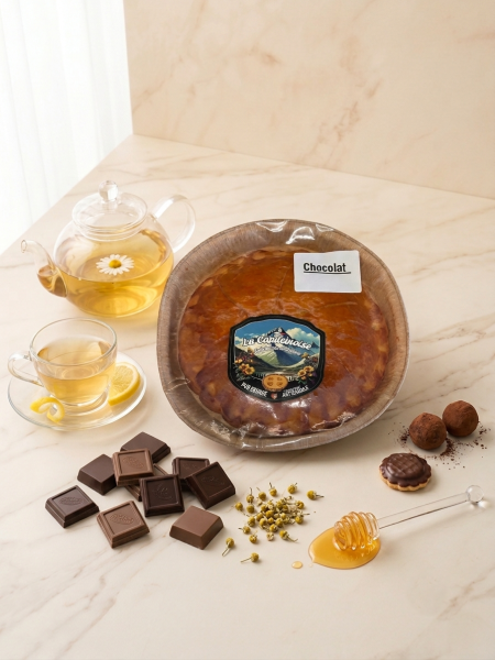 Tarte briochée pur beurre au chocolat La Capucinoise, pâtisserie artisanale des Hautes-Alpes fondante, gourmande et traditionnelle